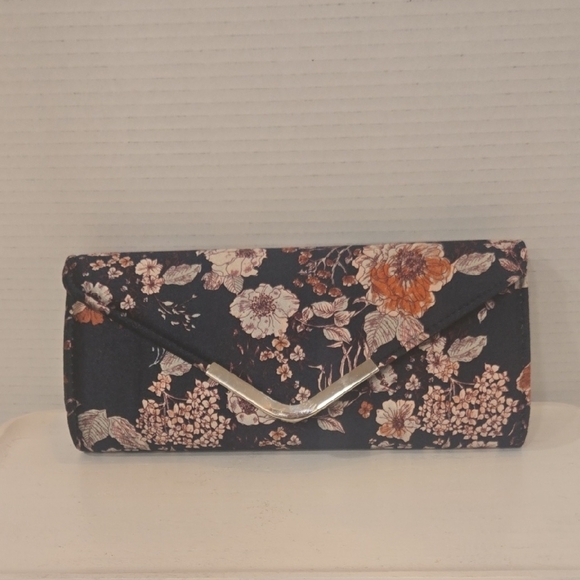 Floral Velvet Convertible Clutch Shoulder Evening Formal Black - Picture 1 of 5
